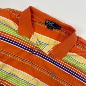 Polo Ralph Lauren Polo Shirt Mens XXL Orange Stripe Pima Preppy Prepy Summer